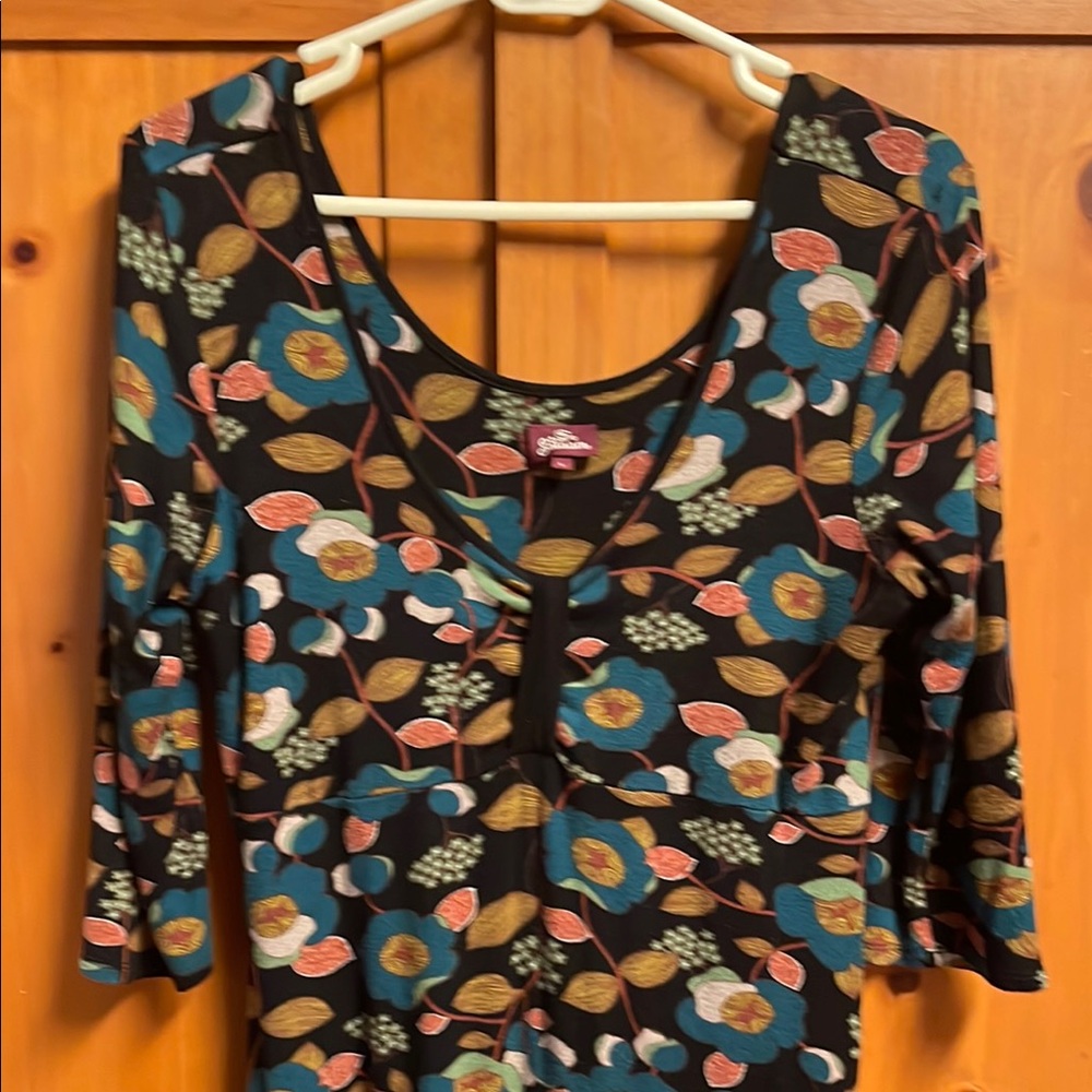 Cato Floral Blouse - Black, Blue, Gold